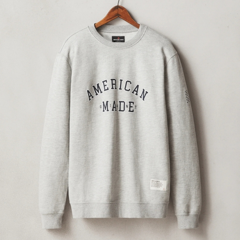 American Giant French Terry Crew American Made Sweatshirt in Ash Heather